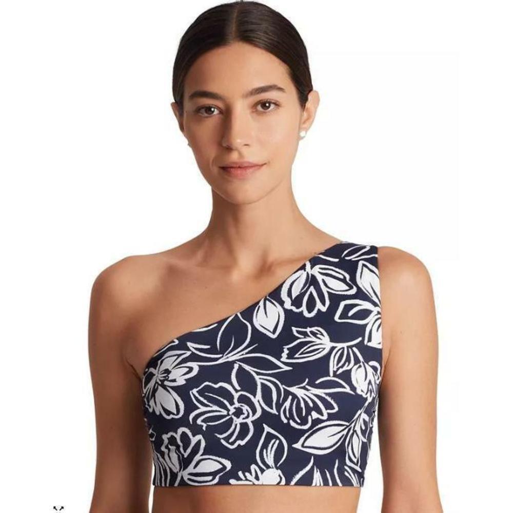 Lauren Ralph Lauren Women's Printed One-Shoulder Bikini Top Blue/White 8